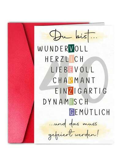 1pc 40th Birthday Card Woman Man, Beautiful 40th Birthday Card With Special Designs, 40th Greeting Cards For Friends, Lovers And Parents