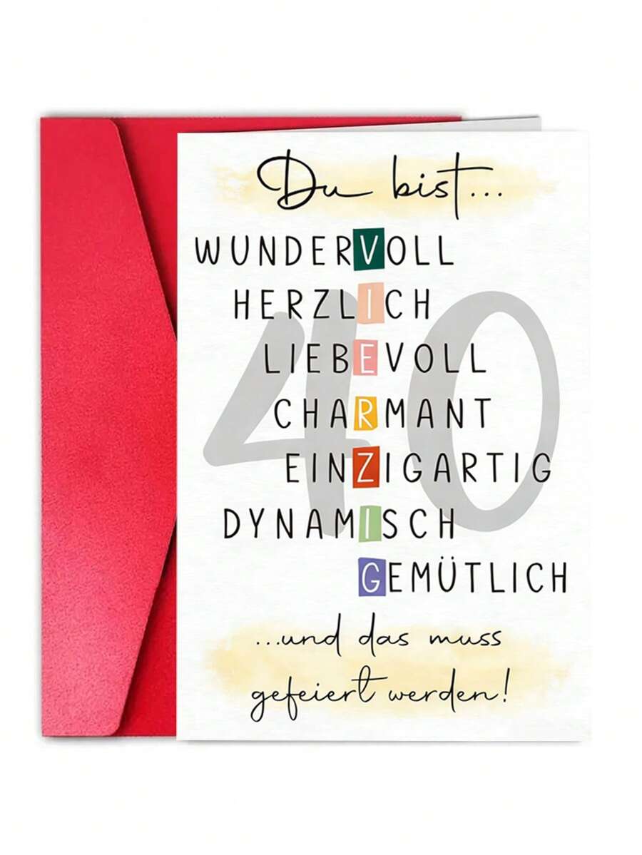 1pc 40th Birthday Card Woman Man, Beautiful 40th Birthday Card With Special Designs, 40th Greeting Cards For Friends, Lovers And Parents - View 1