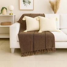 Handmade Decorative Sofa Throw Blanket, XGG Giant Size, Protective Cotton - Black Striped Chocolate - View 2