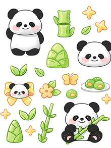 10张全新卡通贴纸套装，创意PET高品质防水贴纸，独特女孩设计，适用于剪贴簿、文具等。 - 動物 - 查看 5