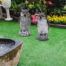 Fake Owl Decoys, Nature Enemy Scarecrow Plastic Statues, Pest Repellent, Bird Control And Pigeon Deterrent Outdoor Yard, Garden Protectors - A - View 5
