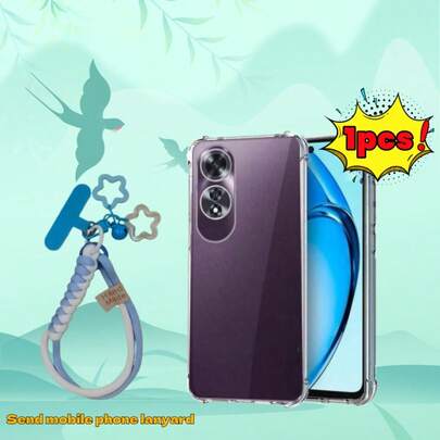 2 piezas [1 Funda de teléfono + 1 Cordón para teléfono] Funda de teléfono transparente con esquinas de airbag anti-caída, compatible con Reno13 5G/Reno11A/Reno11/Reno 10 Pro/Reno 10/Reno 8 Z/Reno 8 T/A98/A93 5G/A91/Modelos pendientes, Funda de teléfono transparente anti-caída, Funda de teléfono, Funda de teléfono anti-caída, Funda de teléfono transparente, Funda de teléfono minimalista, Funda de teléfono de unicolor, Funda de teléfono TPU anti-caída, Cordón para teléfono tejido a mano con llavero desmontable, Cadena para teléfono universal adecuada para fundas de teléfono