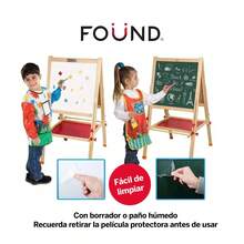 Pizarron Infantil Doble Cara Blanco/Verde Caballete Ajustabl Found Pizarrón Infantil de Madera Doble Cara 45x45 cm,Caballete Ajustable 72-115 cm, Magnético, con Accesorios, Pizarrón Educativo - Multicolor - Ver 8