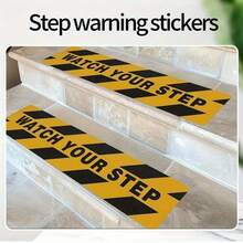 Watch Your Step (23.6 X 6" Inch) Non-Slip Stair Warning Sticker - Yellow & Black Caution Sign For Home, Office, Business Safety - , Home Safety Sticker | Warning Signage - Multicolor - View 4