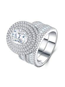 1pc Elegant 4-Prong 2 Carat Moissanite Lucky Charm Ring, S925 Sterling Silver, Engagement Anniversary Gift, Bridal Jewelry For Wife Girlfriend - Silver - View 16