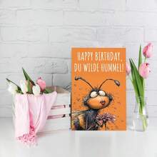 1 pieza Tarjeta de cumpleaños divertida para mujeres Feliz cumpleaños, abeja zumbadora salvaje - Tarjeta plegable con humor de calidad impresa con sobre - Ver 5