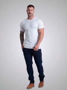 Kit Of 2 Men's Egyptian Cotton T-Shirts With Elastane Men's Basic Round Neck T-Shirt - 白色 - 查看 9