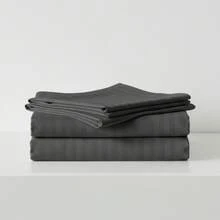 Queen Size Striped Sheet Set, Solid Color, 2600 Thread Count Microfiber, Comfortable And Soft - Gris Oxford - View 4