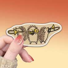 Autocollants de groupe de hérissons mignons, trio amusant jouant de la trompette et du trombone, décalcomanies vinyl d'animaux musiciens de dessin animé adorables pour étuis d'instruments, ordinateurs portables, bouteilles d'eau, décoration thème musical, imperméable, excellent cadeau pour les membres de groupes et les amateurs d'animaux - Film léger - Voir 2