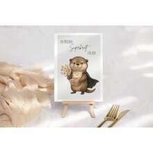 1pc Cute Card "Ein Packet Superkraft Für Dich" With Envelope - Cute Encouragement Card With Superhero Otters & Flowers - View 5