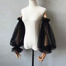 1pc Women's Wedding Dress Sheer Lantern Sleeve, Transparent Tulle Sleeve For Photography - White - View 6