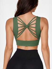 Women's Cropped Top In Spandex With Padded Cups, Sweetheart Neckline, Fashionable, Versatile, Blogger-Friendly, Comfortable. - Green - View 3