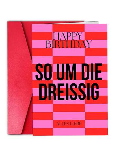 1 szt. Zabawna kartka urodzinowa "So Around The Thirty" z kopertą – jasna składana kartka na około 30. urodziny – dla przyjaciół, kolegów i dziewczyn – humor