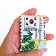 Seoul N Seoul Tower Stamp Fridge Magnet, 6.3cm (2.48 Inch) 3D Resin Magnetic Sticker, Korea Travel Souvenir - one-size - View 6