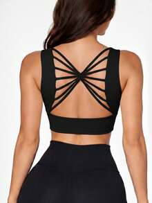 Women's Cropped Top In Spandex With Padded Cups, Sweetheart Neckline, Fashionable, Versatile, Blogger-Friendly, Comfortable. - Negro - Ver 3