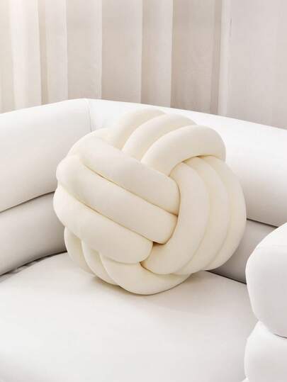 1个柔软绒球装饰抱枕，手工蓬松圆形毛绒靠垫，家居装饰靠枕，适用于沙发、卧室、客厅、家居装饰、派对、婚礼、复活节