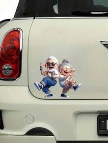 1pc Funny Dancing Elderly Couple PVC Sticker, Waterproof Vinyl Decal For Car/Motorcycle/Truck/Laptop, Scratch-Resistant Cover And Decoration, Bumper/Toilet/Wall Adhesive - one-size - View 2
