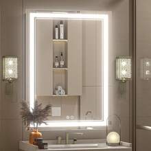 ShangPuYun Premium LED Bathroom Mirror With Lights|Anti-Fog,Touch-Sensitive Dimmer,Dimmable Wall-Mounted Vanity Mirrors ,High Definition Makeup Mirrors,Size 24*16in,Room Decor,Bathroom Decor And Accessories - 美規A型插(110-127V) - 查看 10