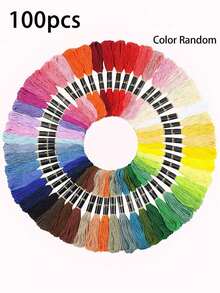 50pcs/100pcs 6-Ply 8m Embroidery Thread, 100 Colors Polyester Yarn, Random Color Cross Stitch Thread, Rainbow Sewing Thread, High Quality Embroidery Floss - Mixed Multi-Color Threads, Suitable For Cross Stitch, Sewing And Crafts - Sewing Accessories, Twist Tie Bag, Fit For DIY Embroidery, Sewing And Handmade - Multicolor - View 22