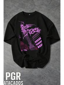 T-Shirt Rock Band Emo MyChemical Romance International Music Unisex Male Female 100% Cotton Top Premium Streetwear Launch Immediate Shipping Various Colors!! Plus Size - 黑色 - 查看 1