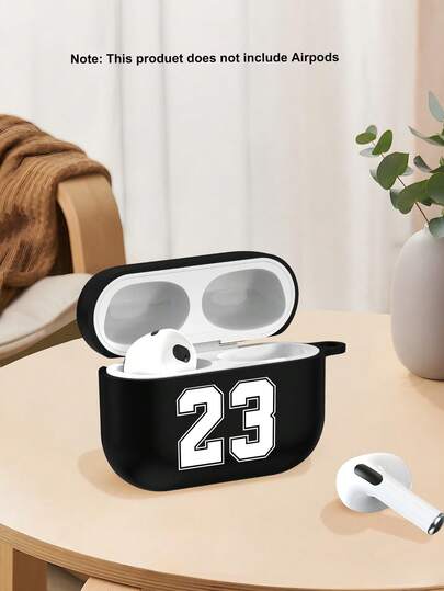 1个时尚23图案印花无线耳机保护套，多功能个性化设计，适合作为礼物送给女朋友、闺蜜、妻子、情侣、阿姨、老板、姐妹、同学、老师，生日/节日礼物，哑光黑色柔软保护套，适用于 2/3/4/Pro/Pro2/Pro3