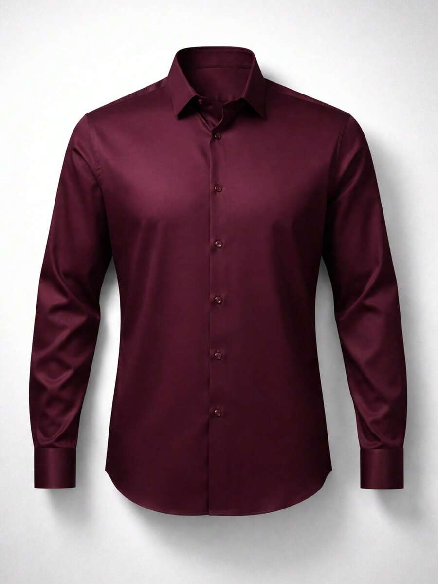 Men Shirts - Maroon - View 1