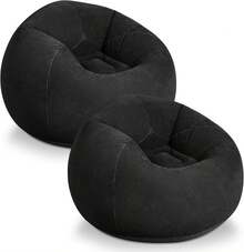 WLIVE 2 Pcs Bean Bag Chair, Inflatable Comfy Chair For Adults Kids Suit For Dorm Gaming Room, Black - Navy Blue - View 1