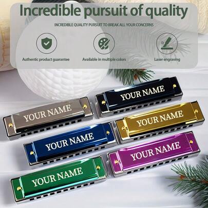 1pc, Personalized Custom Stainless Steel 10-Hole C Key Harmonica, Suitable For Students And Adult Beginners, A Gift For Boyfriend, Harmonica Instrument, A Gift From The To Students