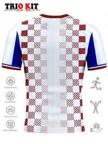 2026 World Cup Croatia Football Jersey - Unisex & Youth Series. Includes Professional "Checkered Army" Match Jersey, Comfortable Crew Neck T-Shirt, And Outdoor Sportswear. Ideal For Supporting The National Team, Training, And Daily Exercise. A Great Gift For Fans Or Personal Wear. White Spring - White - View 3