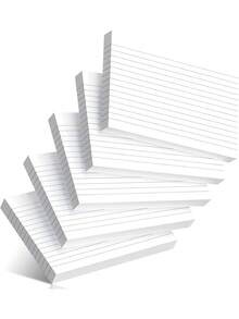 50张3英寸×5英寸粉色横格索引卡片，大学学习闪卡，适用于学校、大学、办公室和家庭收纳整理，耐用学习待办事项清单备忘录卡片，带网格线 - 彩色 - 查看 15