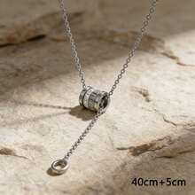 1件精致镶嵌锆石圆柱吊坠项链 | 不锈钢防锈可调节玫瑰金项链，女士日常珠宝礼品 - 多色(#3254) - 查看 11