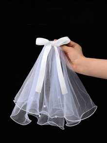 猫狗宠物婚礼礼服及头饰套装 - 白色 - 查看 3