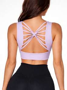 Women's Cropped Top In Spandex With Padded Cups, Sweetheart Neckline, Fashionable, Versatile, Blogger-Friendly, Comfortable. - Lilac - View 3