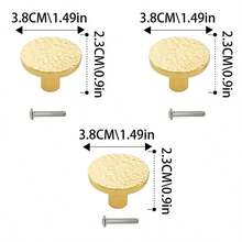 5pcs Handmade Hammered Copper Alloy Pull Handles, Solid Copper Gold Round Knobs, Suitable For Wardrobe, Cabinet, Drawer, Dresser, Furniture, Free Screws Included - gold - View 11