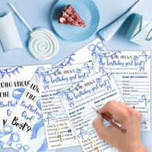 Who Knows The Birthday Best - 20pcs Blue Party Game Card Set - Birthday Night Game Creative - Blue Bow Theme Sleepover Party Supplies - Blue Bow - View 5