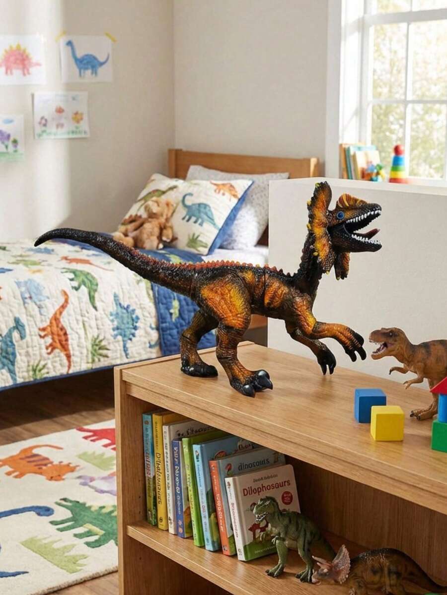 Figura de Dinosaurio Dilofosaurio para Niños, Juguete Prehistórico Detallado y Realista, Muñeco de Dinosaurio para Juego Creativo y Colección, Figura Decorativa Temática Jurásica, Ideal para Regalo Infantil, Fiesta de Dinosaurios y Diversión Diaria - Gris - Ver 1