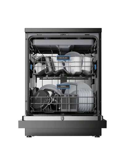  Cecotec Geschirrspüler 60 cm - Freistehender Bolero Aguazero 6700 Dark B, für 15 Gedecke, Energieklasse B, leiser Inverter Plus Motor, FullColor XXL-Display, Turbo Dry+ für perfekte Trocknung, Dual Zone Wash für unterschiedliche Druckzonen, 8 Programme, inkl. O2 Dry für natürliches Trocknen, AutoClean zur Langzeitpflege, verstellbare Besteckschublade, kindersicherer Verschluss und verzögerter Start für flexible Nutzung. Ideal für den täglichen Gebrauch oder besondere Anlässe.