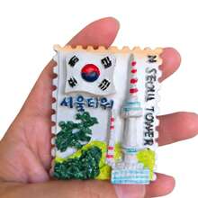 Seoul N Seoul Tower Stamp Fridge Magnet, 6.3cm (2.48 Inch) 3D Resin Magnetic Sticker, Korea Travel Souvenir - one-size - View 4