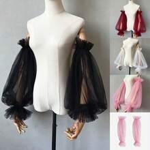 1pc Women's Wedding Dress Sheer Lantern Sleeve, Transparent Tulle Sleeve For Photography - White - View 1