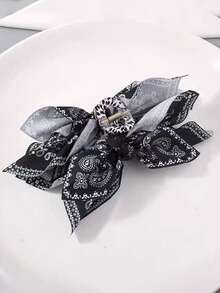 1个女士法式复古腰果花发爪夹，佩斯利大蝴蝶结发夹，优雅半扎发饰，别致发爪发夹，与社交媒体网红同款 - 彩色 - 查看 10