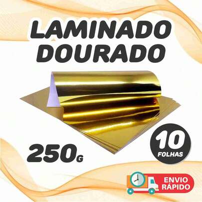 Papel Lamicote Dourado 250g A4 Laminado 10 Folhas