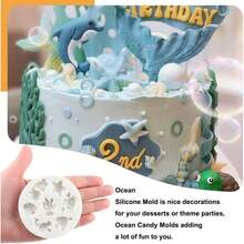 Small Sea Life Beach Ocean Theme Silicone Fondant Molds Cake Decorating Chocolate Candy Gum Paste Polymer Clay Set Of 3 - Style G - 查看 4