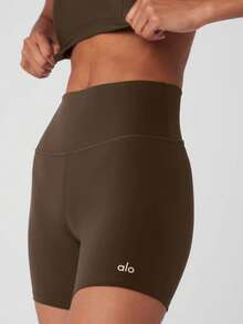 Alo Yoga Alo Airlift Short Casual Gym Sports & Work Out Shorts Yoga Pilates - Coffee Brown - View 2