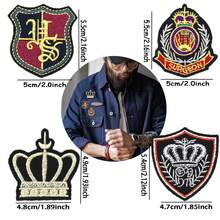 4pcs Crown & Shield Embroidered Patches - Iron-On And Sew-On, With Heat Adhesive Backing, Suitable For Jackets, Hats, Backpacks And DIY Crafts - Badge - View 3