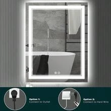 ShangPuYun Premium LED Bathroom Mirror With Lights|Anti-Fog,Touch-Sensitive Dimmer,Dimmable Wall-Mounted Vanity Mirrors ,High Definition Makeup Mirrors,Size 24*16in,Room Decor,Bathroom Decor And Accessories - 美規A型插(110-127V) - 查看 8