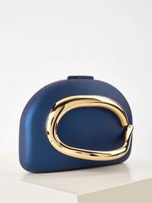 复古金属装饰手拿包，新款酒红色新娘婚礼派对手提包，女士链条单肩斜挎包，适合青少年女孩、大学生、职场新人及白领人士，完美适用于办公室、大学、工作、商务、通勤、户外活动、旅行、郊游、派对、婚礼、舞会、晚宴等场合。 - 寶藍色 - 查看 3