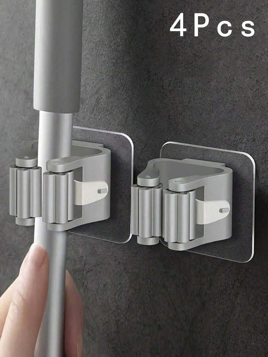 8 Pcs Polypropylene Mop Holder, 6cm*6cm Wall Mounted Mop Broom Storage Rack With Hooks, Plastic Bathroom Organizer, Multi‑Purpose Wall Hanger For Kitchen Bedroom Dining Room, No Drill Mop Broom Hanger, Heavy Duty Wall Mount Storage Organizer For Home Bathroom Cleaning Tools - Multicolor - View 1