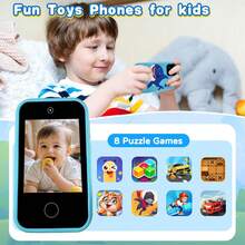 3-12 Years Old Kids Smart Phone Toy, 2.8" Touch Screen, Dual Camera, Selfie, Video Recording, Music Player, Games, Flashlight, Clock, 32GB Storage Card, Silicone Protective Case, Gift - Multicolor - View 8