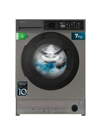 Cecotec Lavadora Integrable Bolero DressCode 750 BI Inverter Steel A: eficiencia energética clase A y capacidad de 7 kg. Disfruta de 15 programas, incluido SteamMax para eliminar olores con vapor y Stain Match Pro que ajusta automáticamente el lavado según el tipo de mancha. Con motor Inverter Plus para ahorro de energía y reducción de ruido, y diseño inox que añade elegancia a tu hogar. Incluye funciones avanzadas como Allergy Care para pieles sensibles y Stop&Go para flexibilidad durante el ciclo.