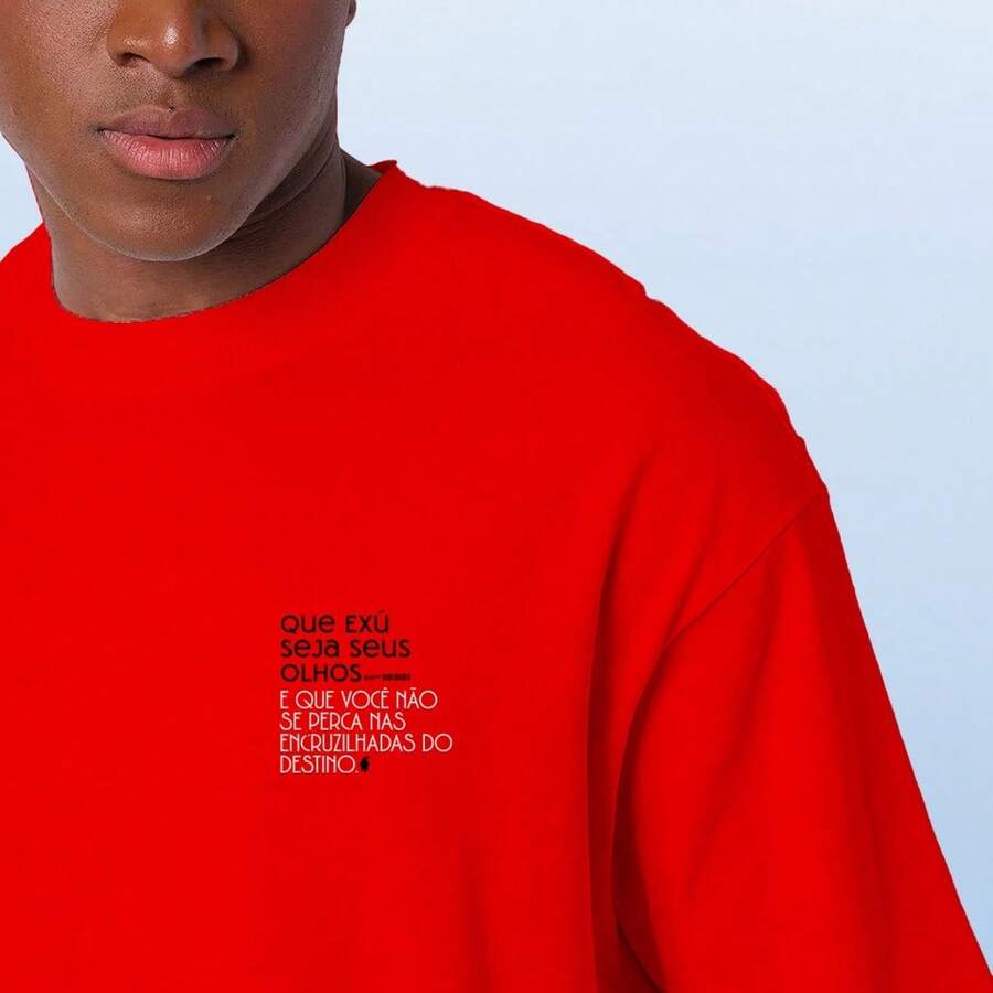 Umbanda Exu Guardian Kimbanda Candomblé T-Shirt, Cotton, Women's/Men's, Premium - 紅色 - 查看 1